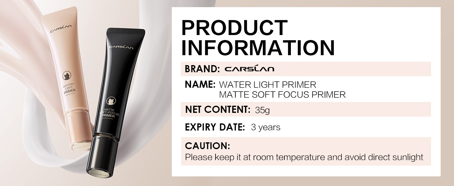 CARSLAN Poreless Face Primer for Foundation Makeup